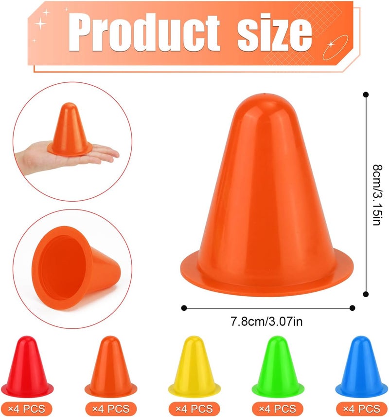 XIHIRCD 20pcs Soccer Cones, 3.15 Inch Mini Practice Cones Sports Cones Field Markers Cones Basketball Cones Training Cones for Outdoor Indoor Basketball Football Footwork Training - Image 2